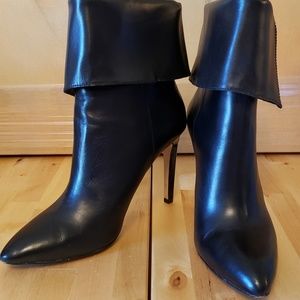 Neiman Marcus Minix Leather Cuffed Bootie